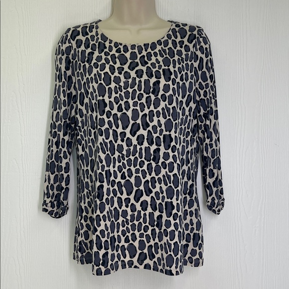 Boden - Leopard Colorful  Animal Print Round Neck Long Sleeve Blouse Size 6 - Picture 2 of 10